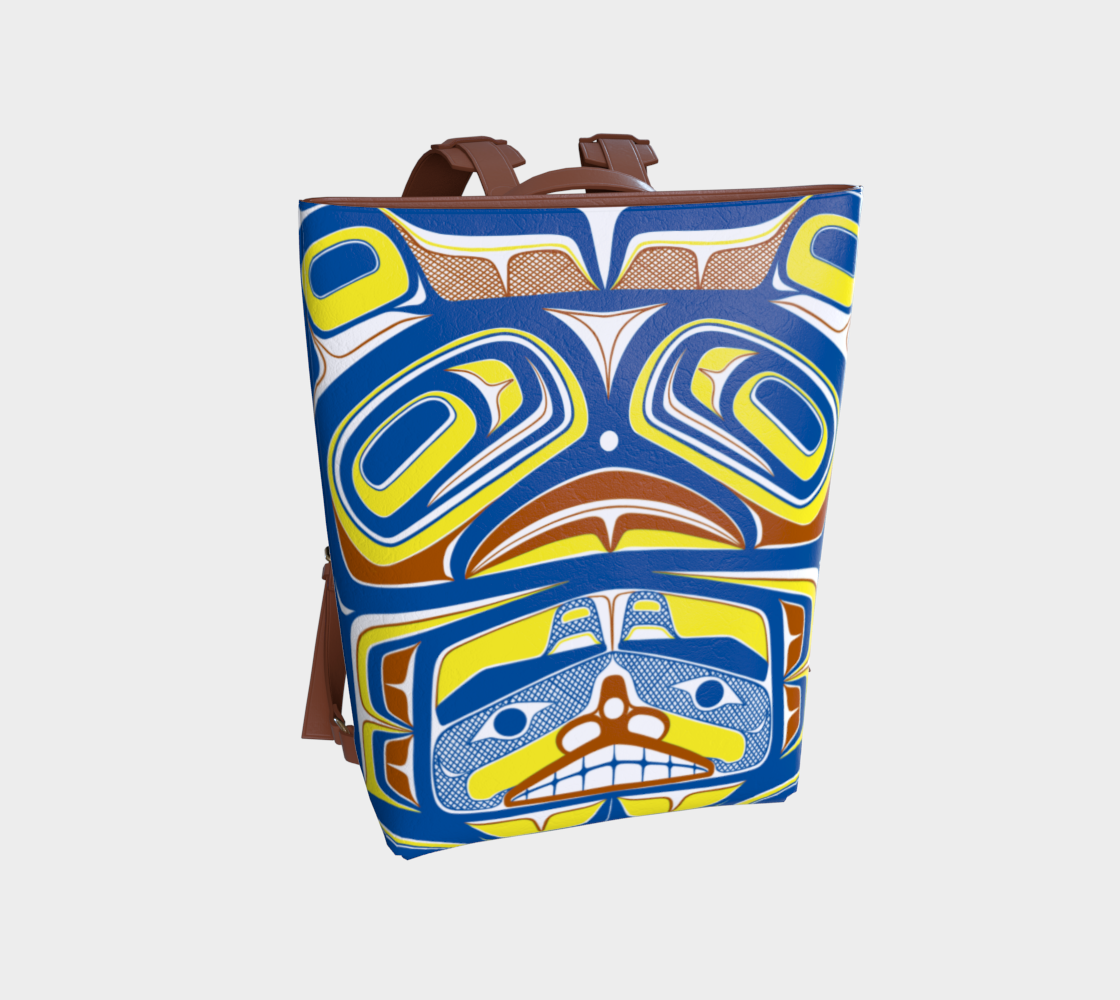 Vegan Leather Backpack - Haida box fig.60(blue/yellow)