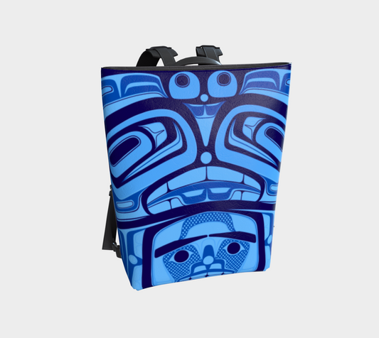 Vegan Leather Backpack- Haida box fig.60(blueV2)