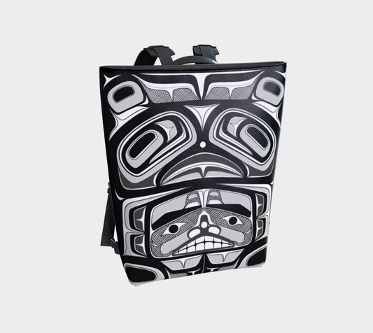 Vegan Leather Backpack -Haida box fig.60(b/w)