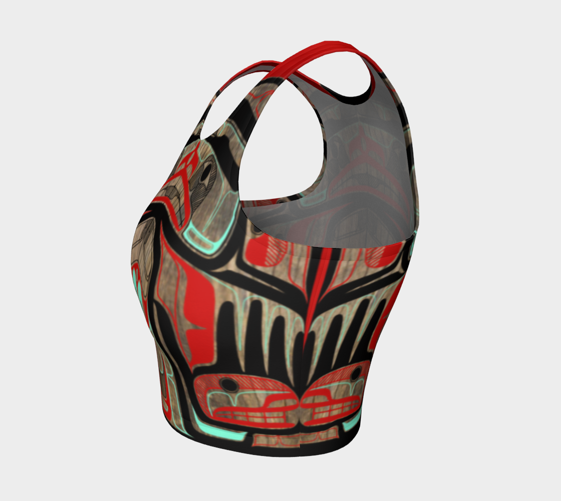 Athletic Crop Top- Haida Box Design (Wood Panel)
