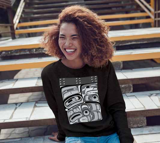 Crewneck Sweatshirt -Haida box design (b/w)