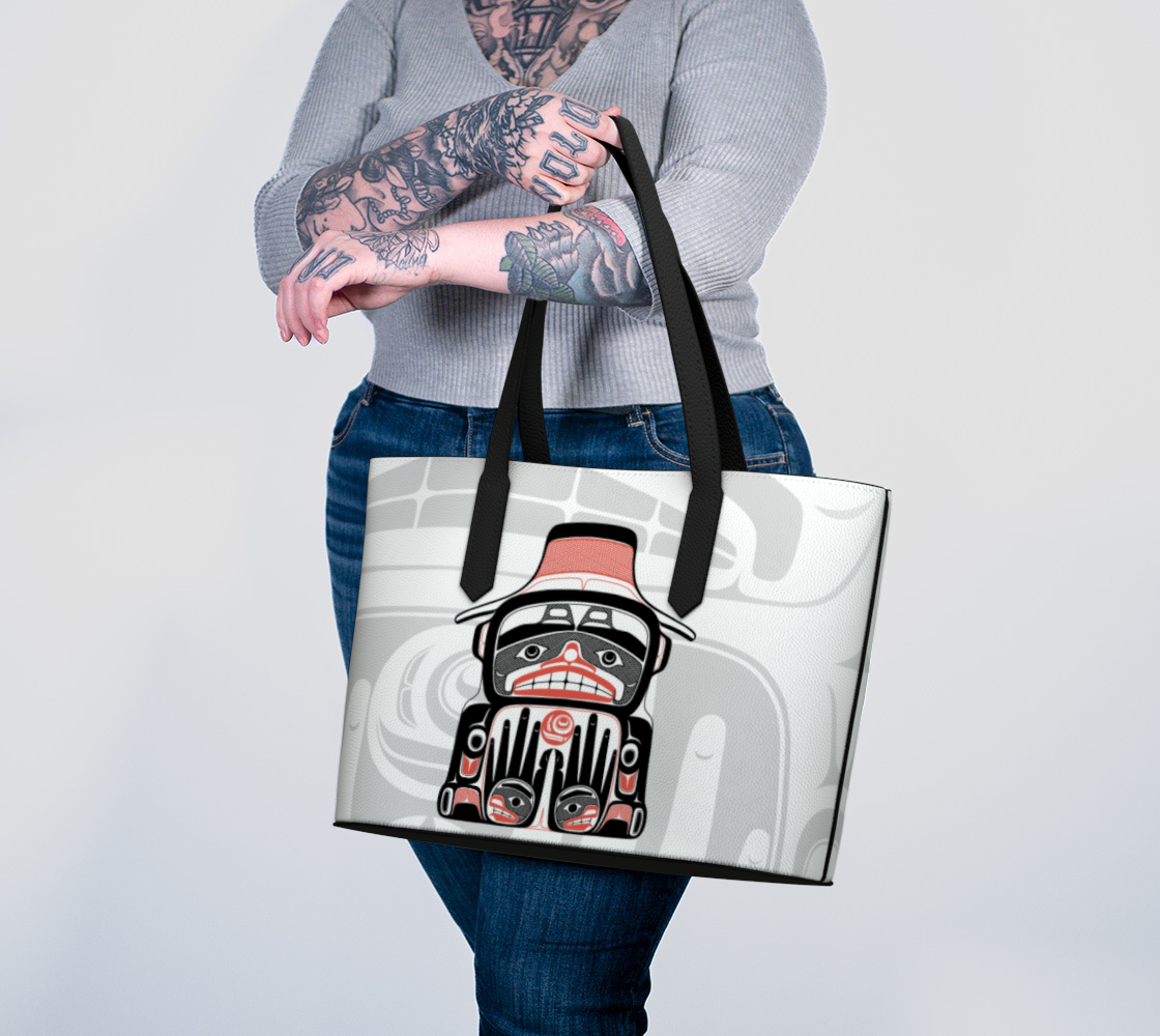 Vegan Leather tote -Haida Watchmen and Salmon egg
