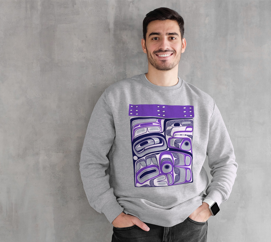 Crewneck Sweatshirt -Haida Box design (purple)