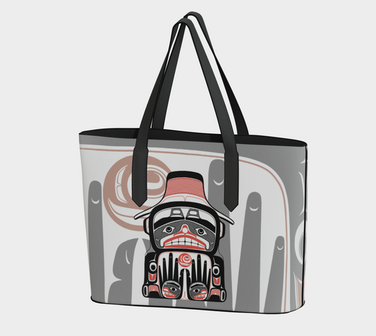 Vegan Leather Tote - Watchmen and Salmon egg