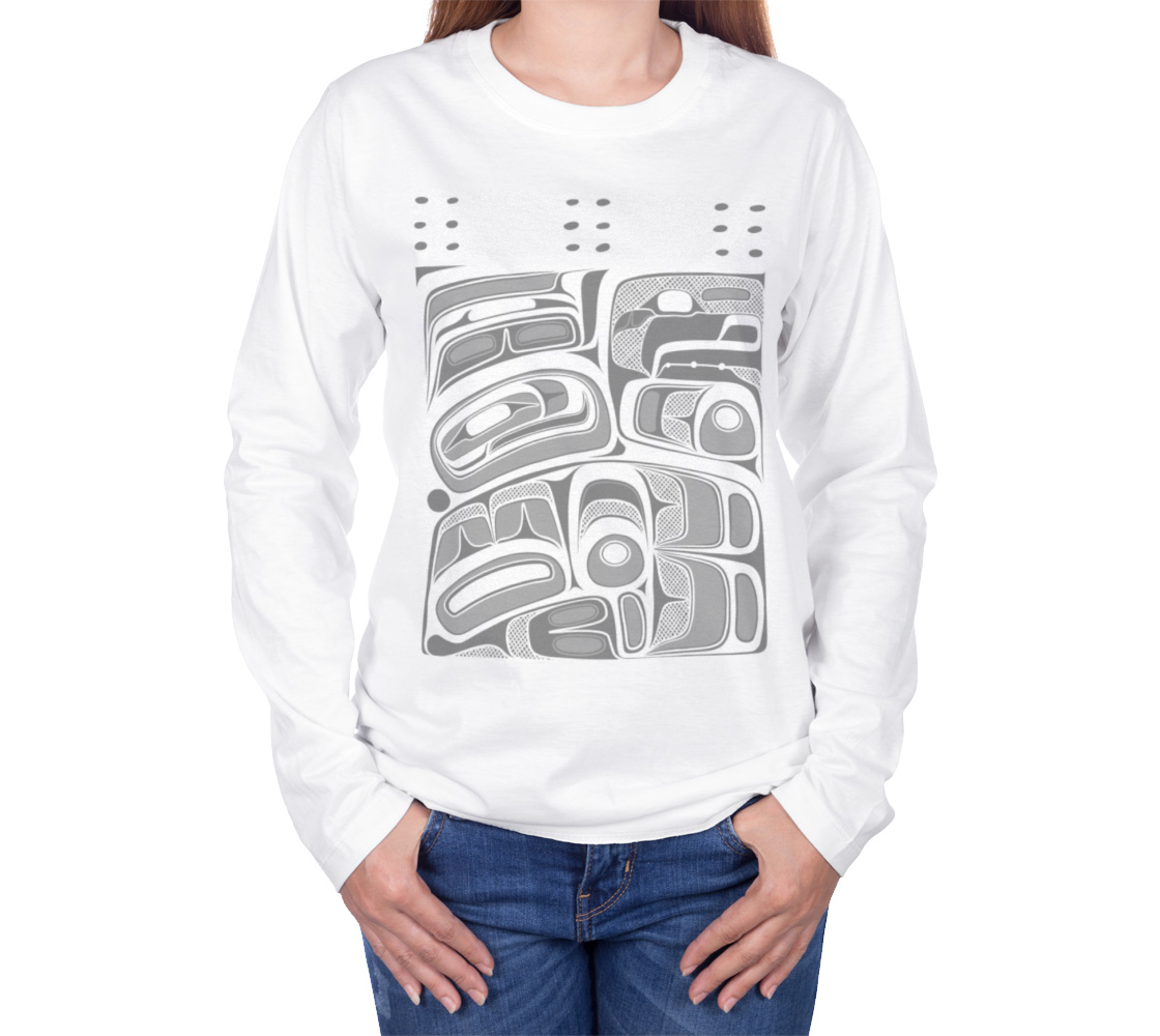 Long Sleeve Tee -Box Design ( white)