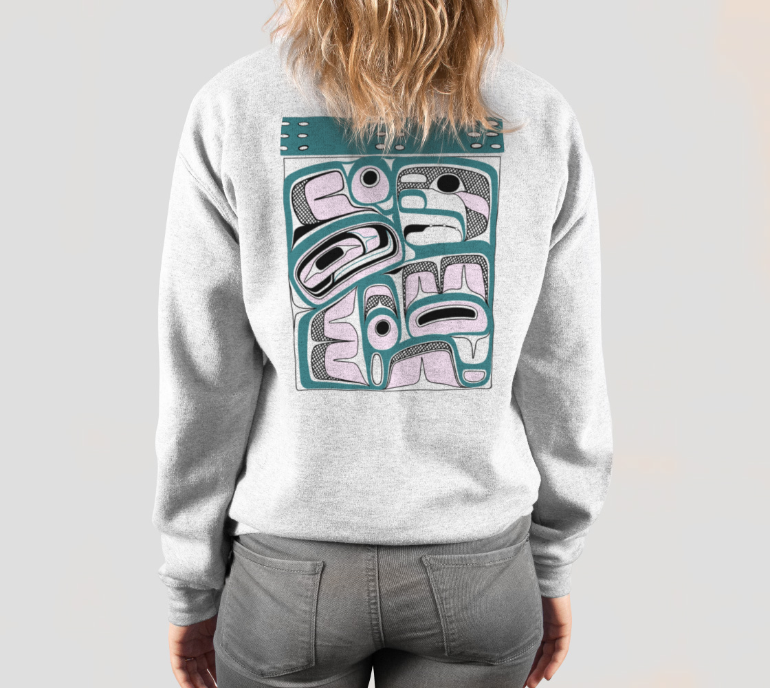 Crewneck Sweatshirt -Haida Box Design (teal)