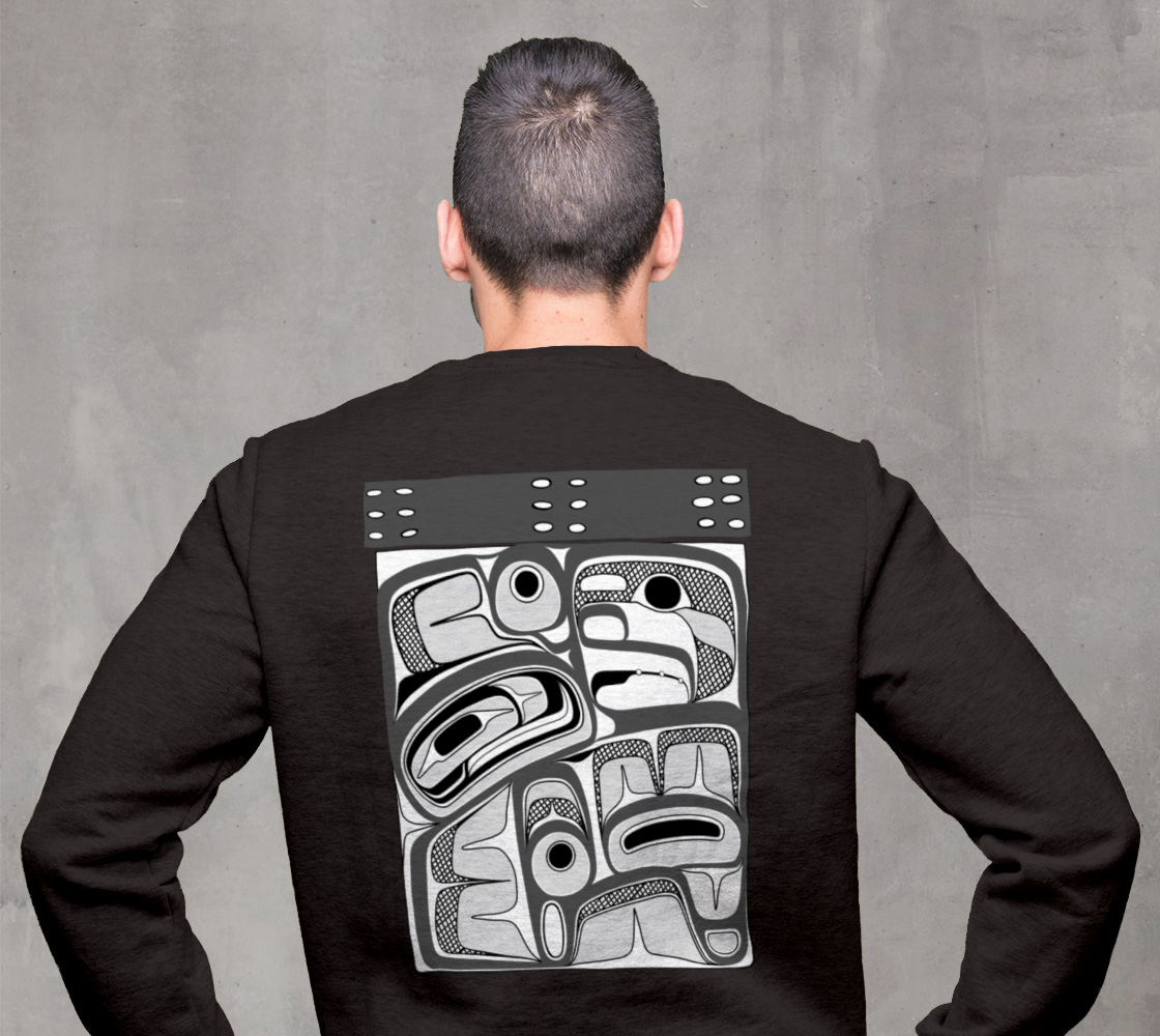 Crewneck Sweatshirt -Haida box design (b/w)