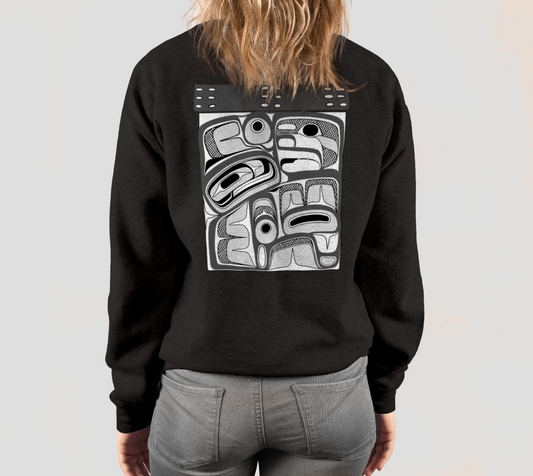 Crewneck Sweatshirt -Haida box design (b/w)