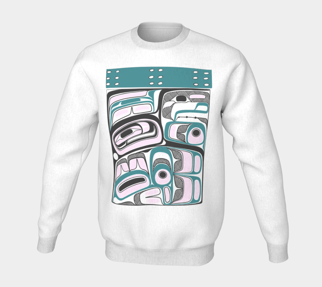 Crewneck Sweatshirt -Haida Box Design (teal)