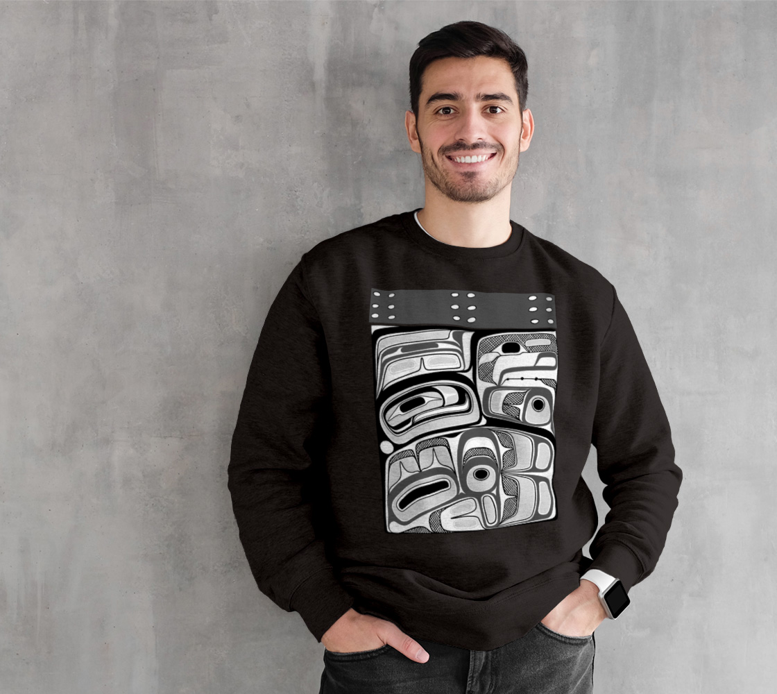Crewneck Sweatshirt -Haida box design (b/w)