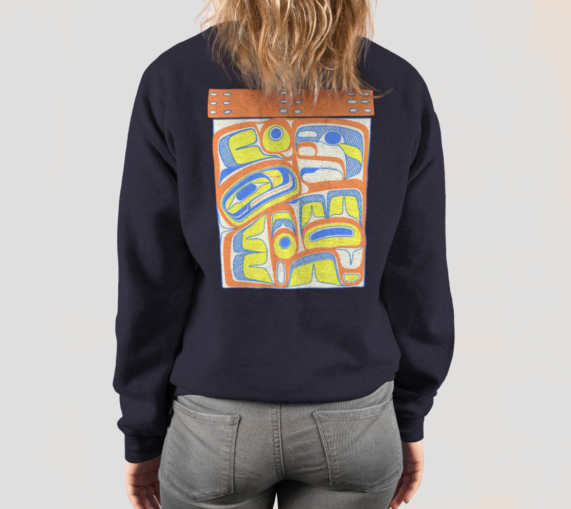 Crewneck Sweatshirt - Haida box design (orange)