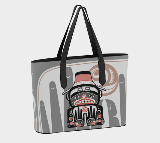 Vegan Leather Tote - Watchmen and Salmon egg