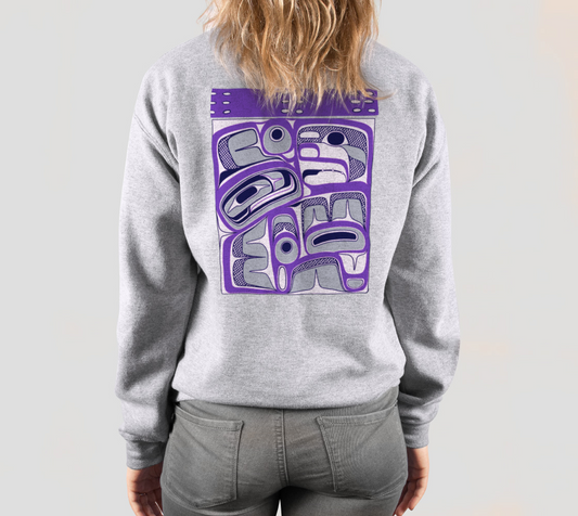 Crewneck Sweatshirt -Haida Box design (purple)