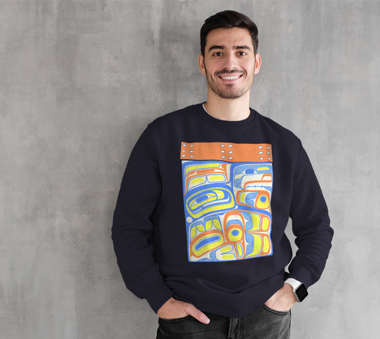 Crewneck Sweatshirt - Haida box design (orange)