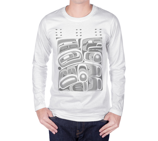 Long Sleeve Tee -Box Design ( white)