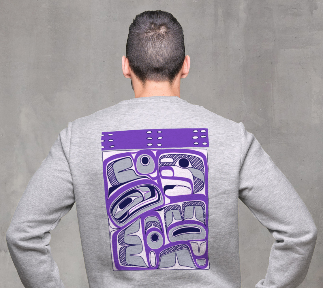 Crewneck Sweatshirt -Haida Box design (purple)