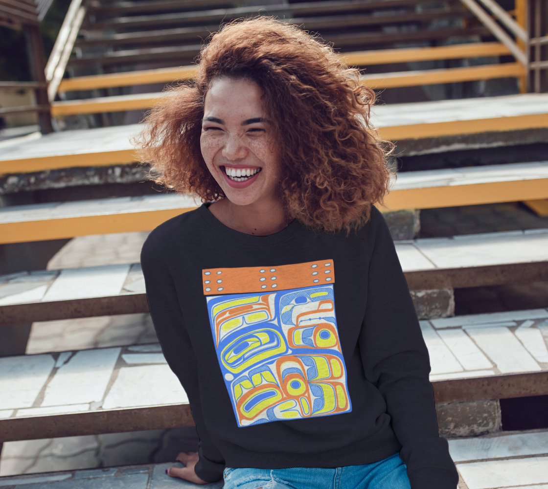 Crewneck Sweatshirt - Haida box design (orange)