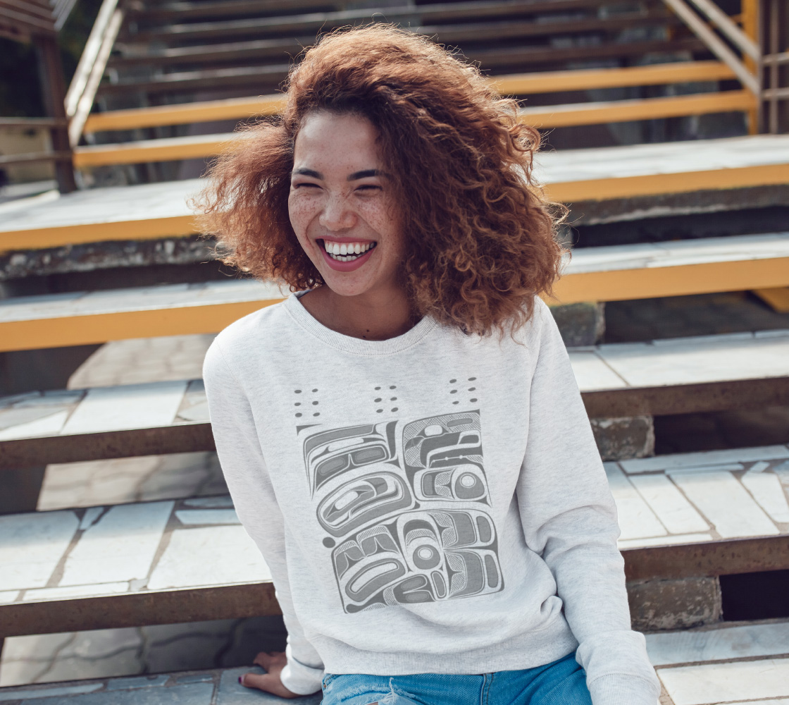 Crewneck Sweatshirt - Haida Box Design (white)
