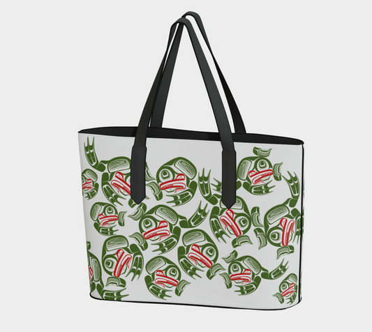 Vegan Leather tote -Haida Frog army