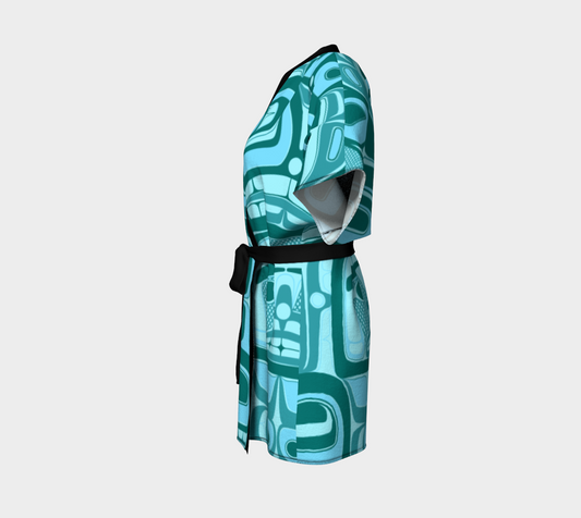 Kimono Robe - Haida Box fig.6O (teal)