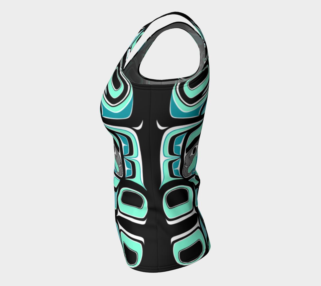 Fitted Tank Top(long)- Haida Box Fig.60 (teal)