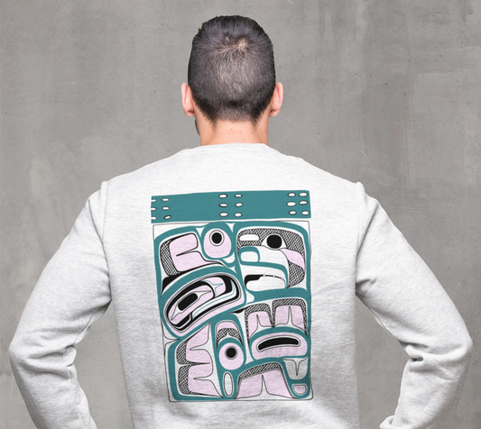 Crewneck Sweatshirt -Haida Box Design (teal)