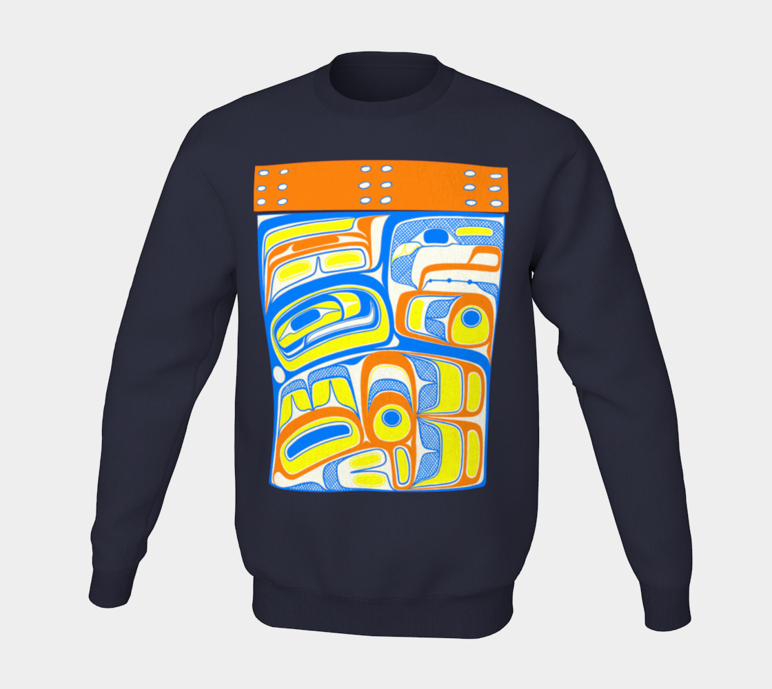 Crewneck Sweatshirt - Haida box design (orange)