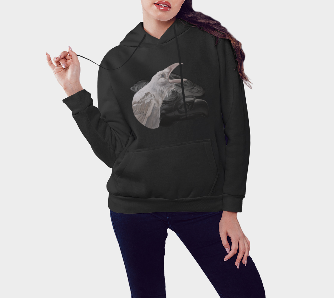 Pullover Hoodie - White Raven