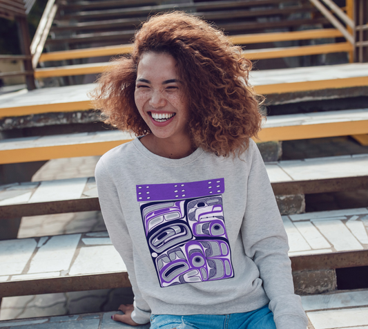 Crewneck Sweatshirt -Haida Box design (purple)