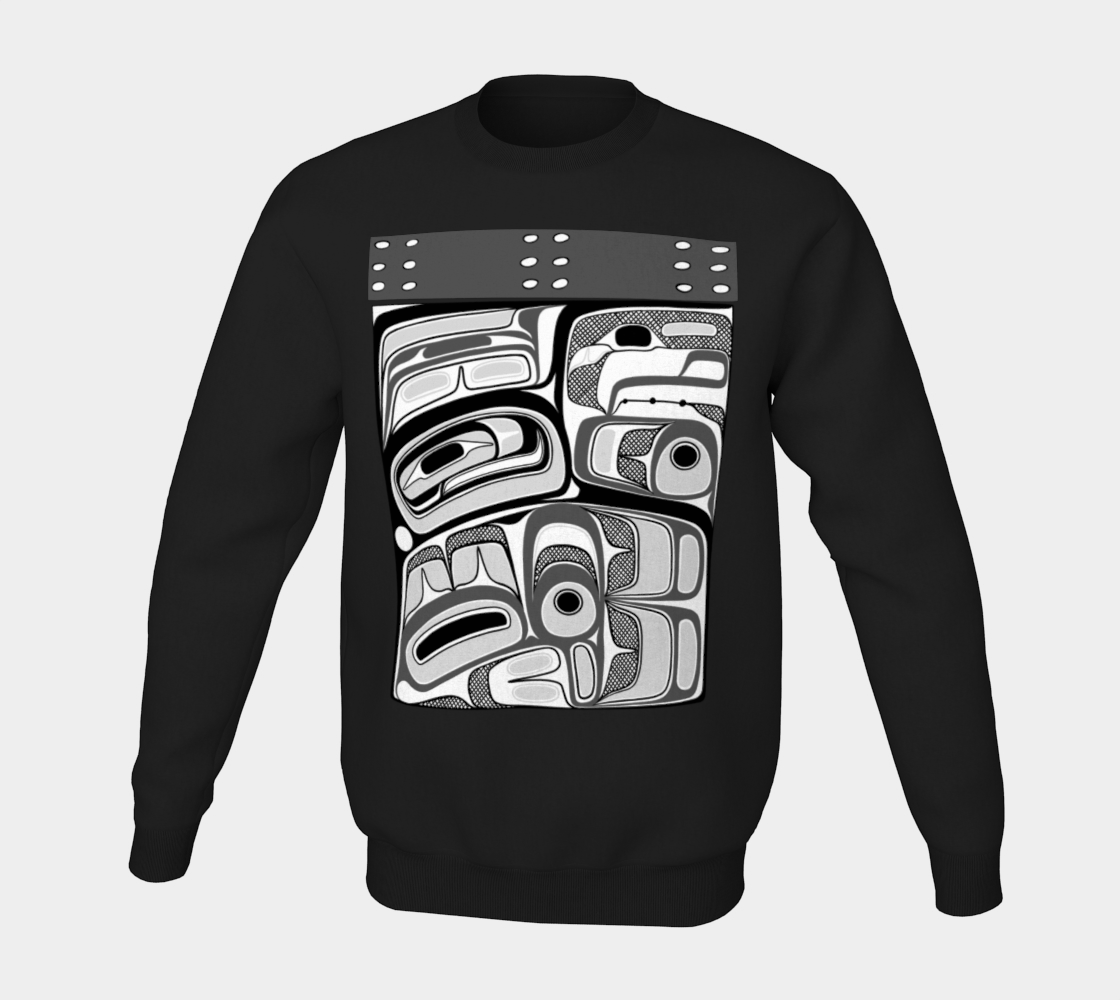 Crewneck Sweatshirt -Haida box design (b/w)
