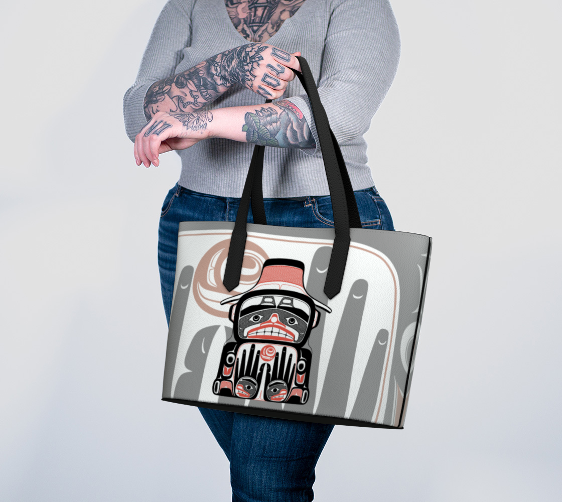 Vegan Leather Tote - Watchmen and Salmon egg
