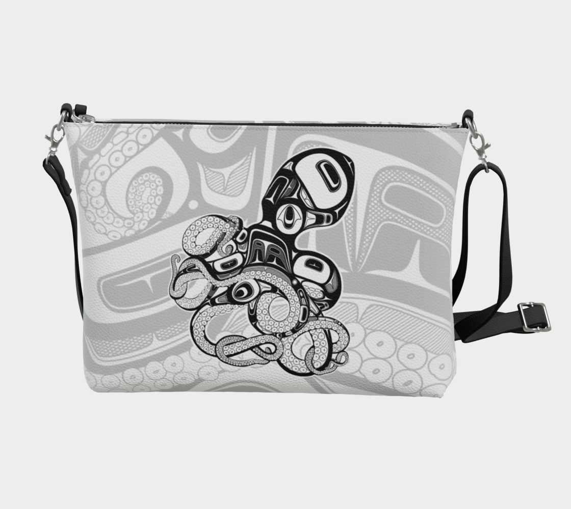 Vegan Leather Crossbody Purse - Haida Octopus