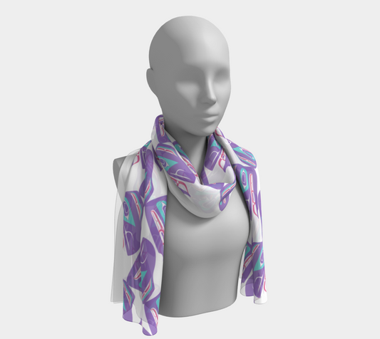 Long Scarf - Haida Raven Head (PURPLE)