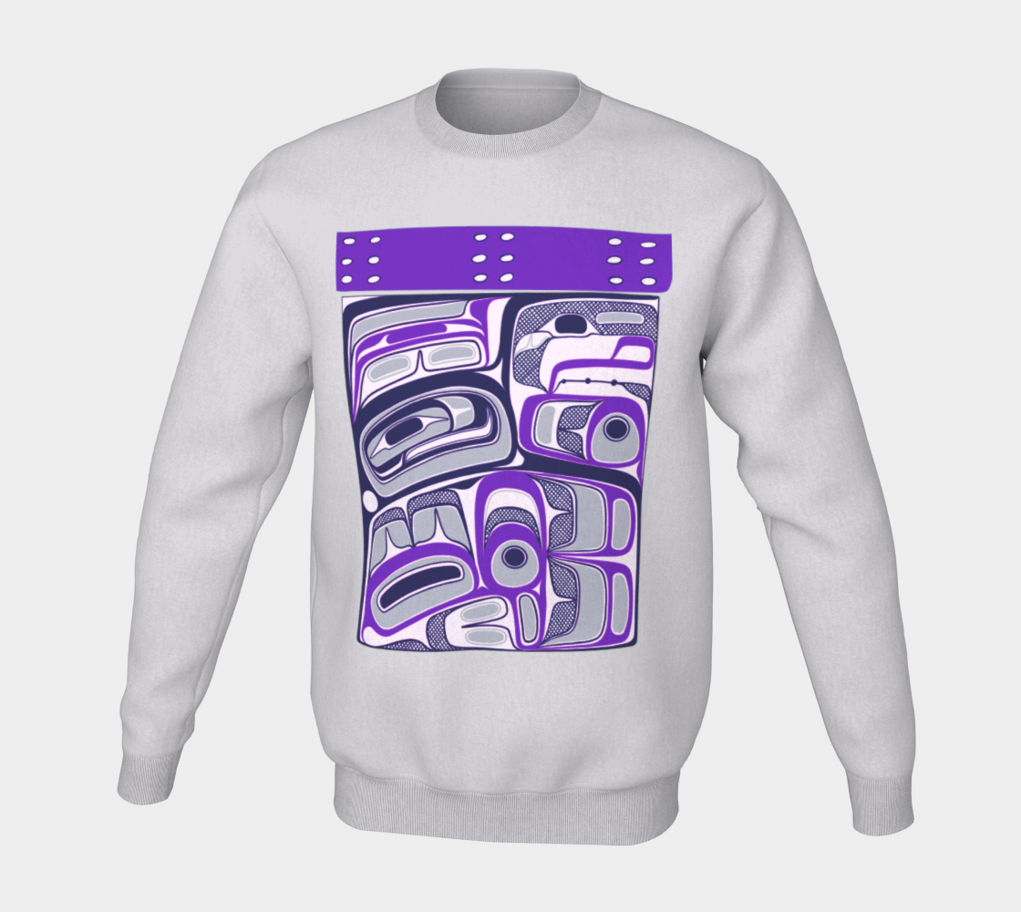 Crewneck Sweatshirt -Haida Box design (purple)