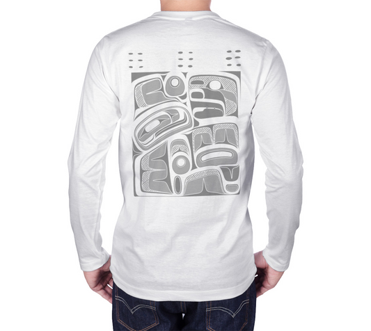 Long Sleeve Tee -Box Design ( white)