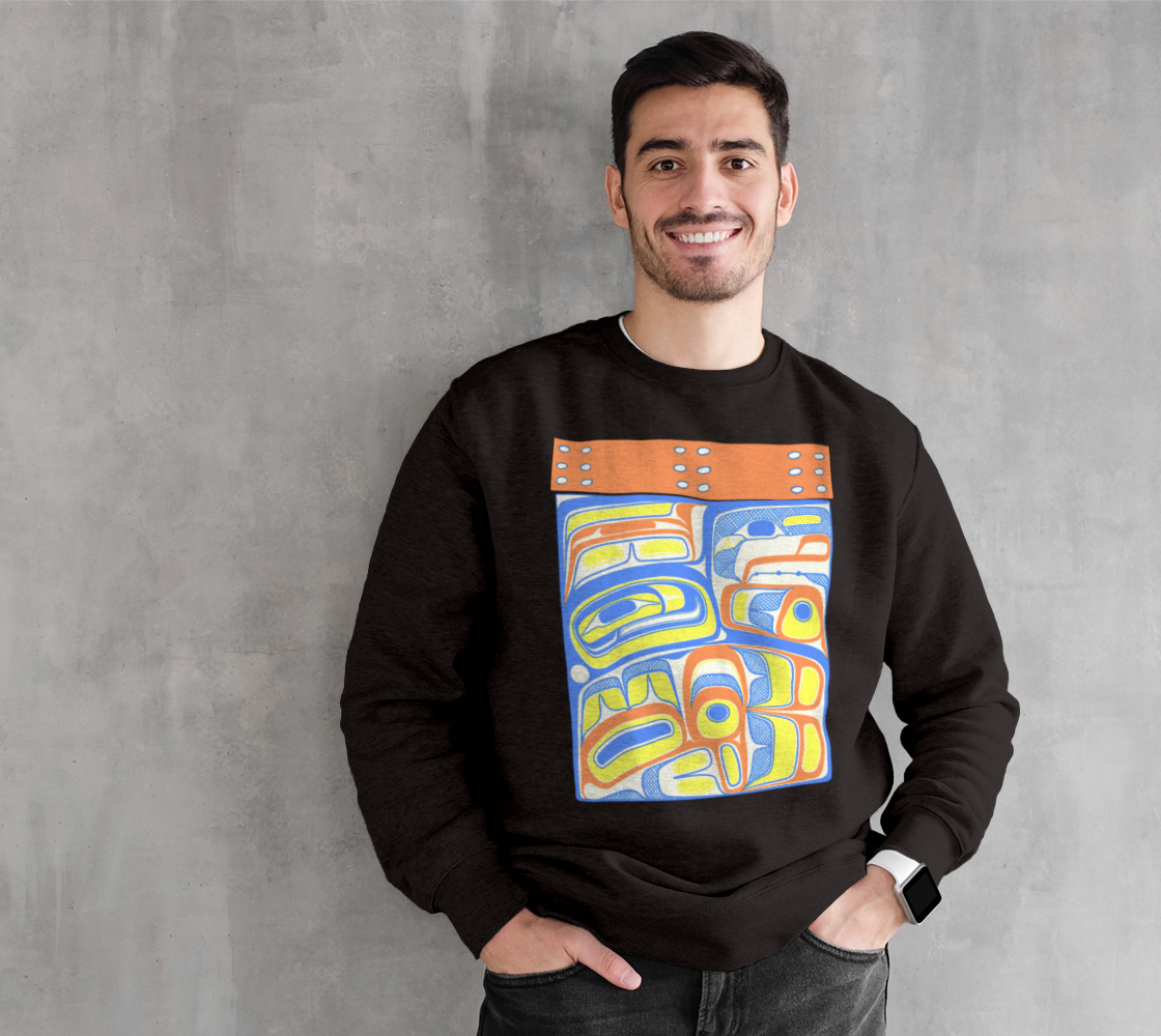 Crewneck Sweatshirt - Haida box design (orange)