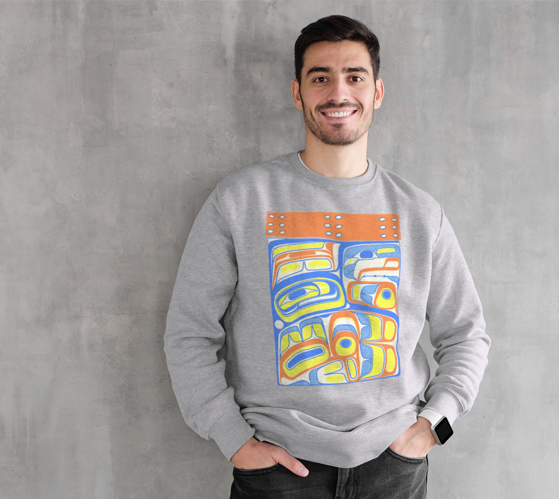 Crewneck Sweatshirt - Haida box design (orange)