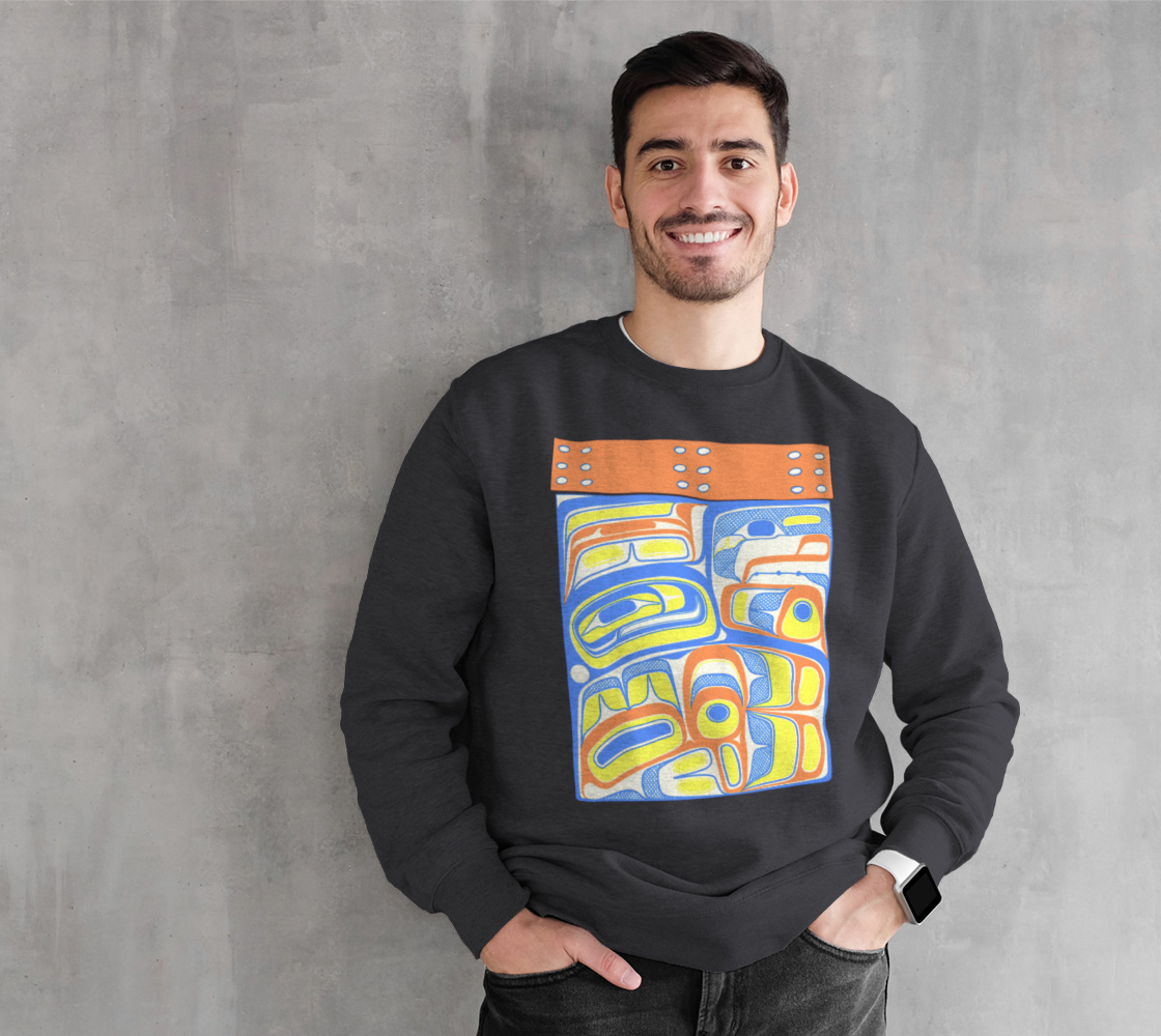 Crewneck Sweatshirt - Haida box design (orange)