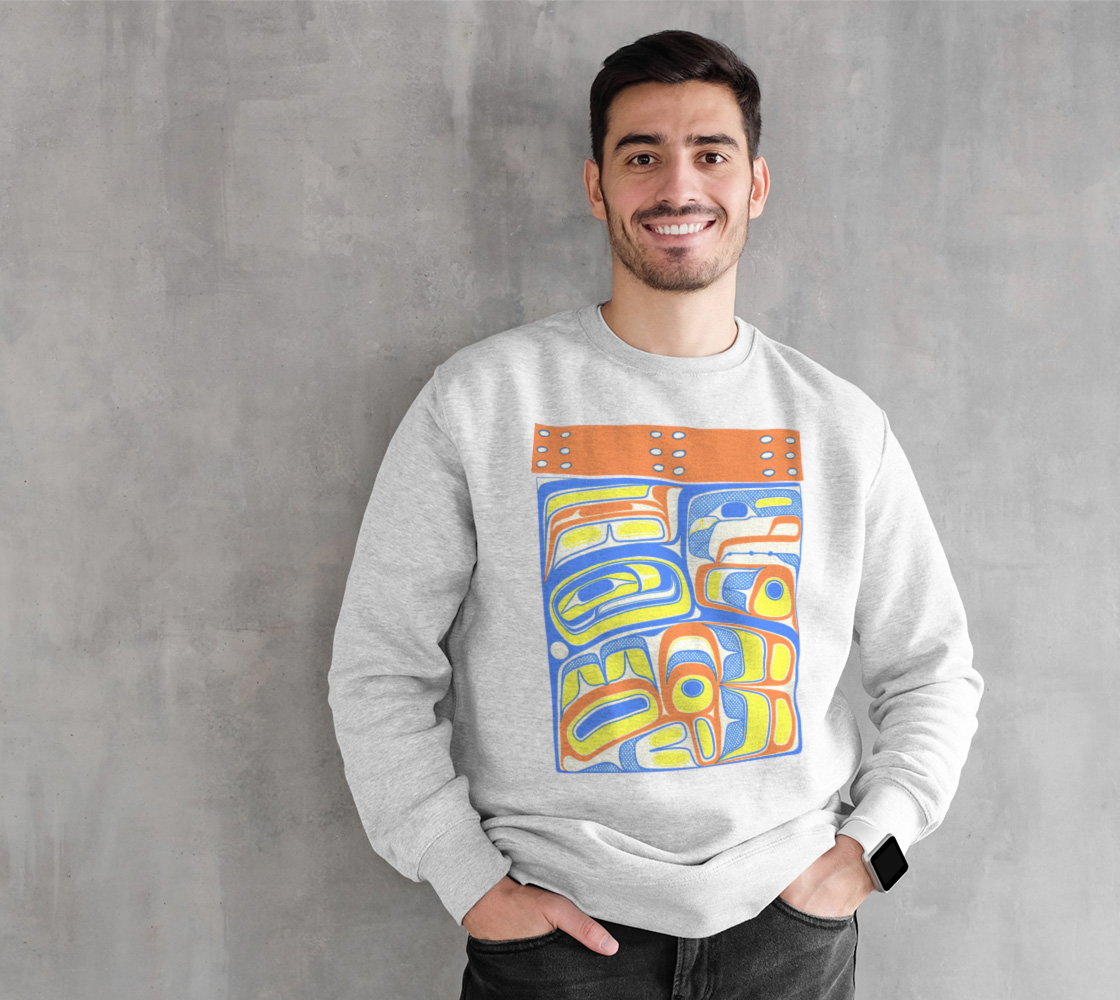 Crewneck Sweatshirt - Haida box design (orange)