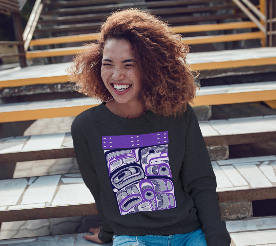 Crewneck Sweatshirt -Haida Box design (purple)