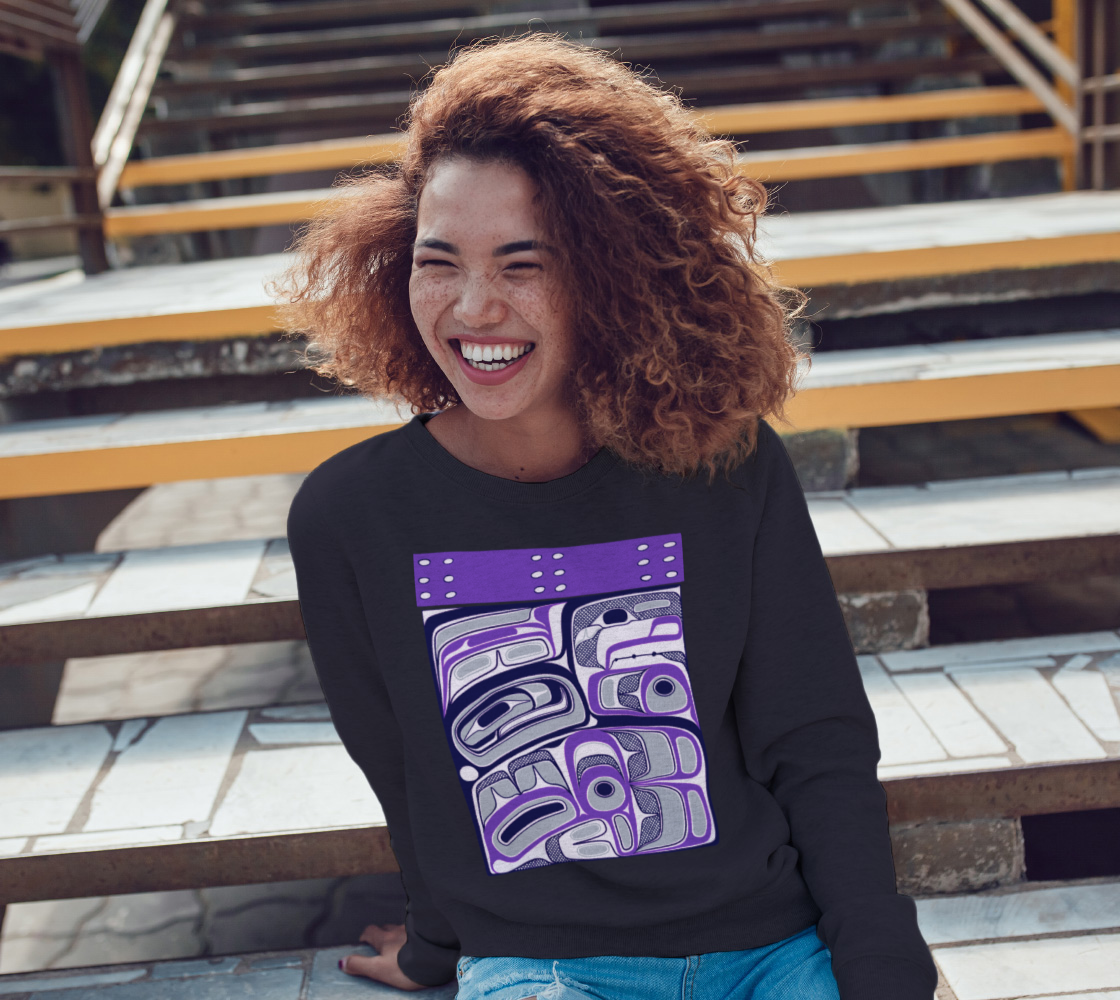 Crewneck Sweatshirt -Haida Box design (purple)