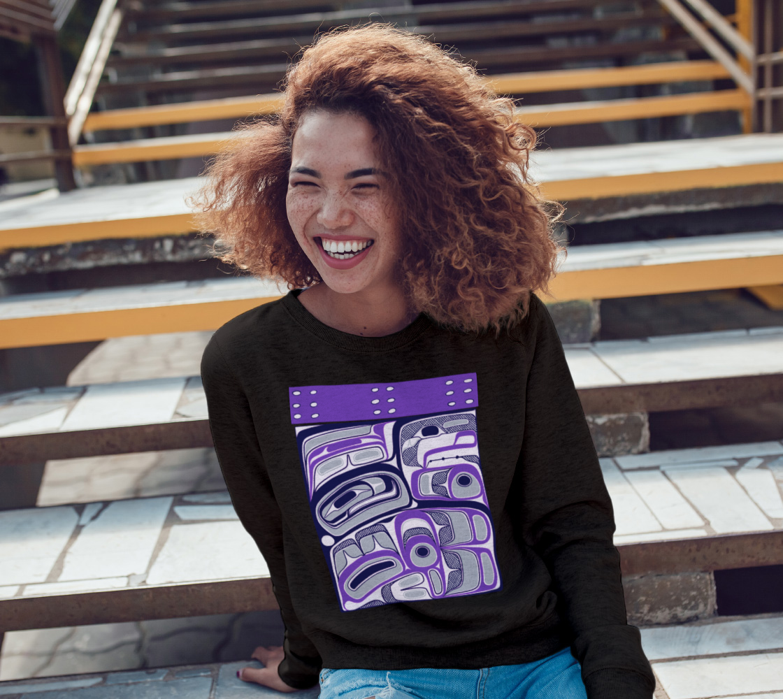 Crewneck Sweatshirt -Haida Box design (purple)