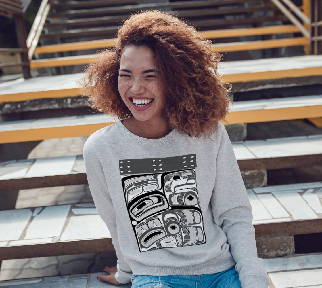 Crewneck Sweatshirt -Haida box design (b/w)