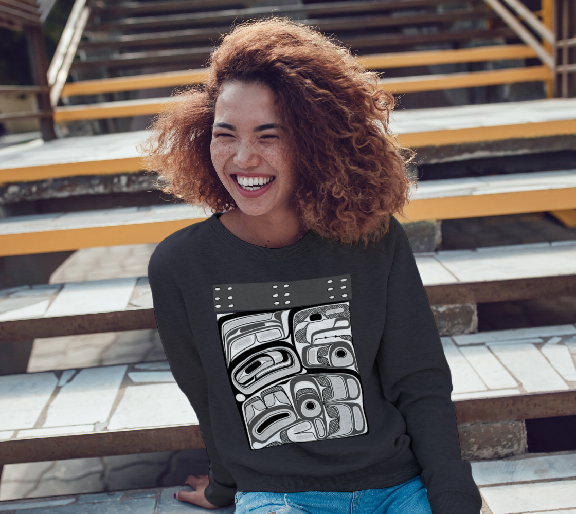 Crewneck Sweatshirt -Haida box design (b/w)
