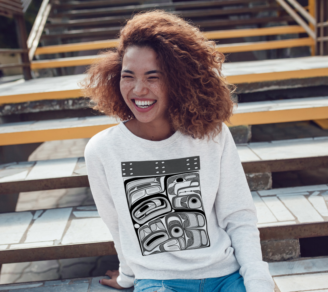 Crewneck Sweatshirt -Haida box design (b/w)