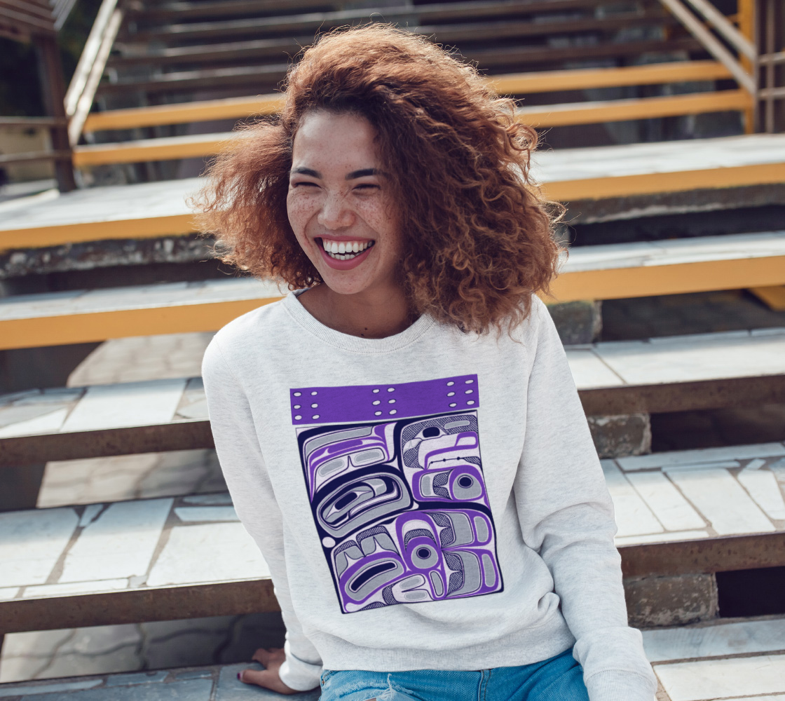Crewneck Sweatshirt -Haida Box design (purple)