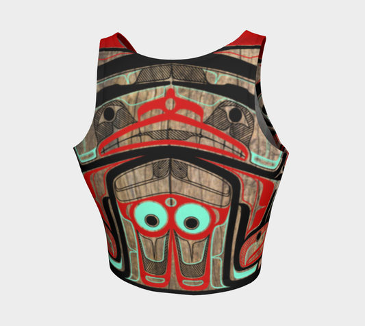 Athletic Crop Top- Haida Box Design (Wood Panel)