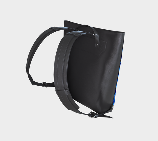 Vegan Leather Backpack- Haida box fig.60(blueV2)