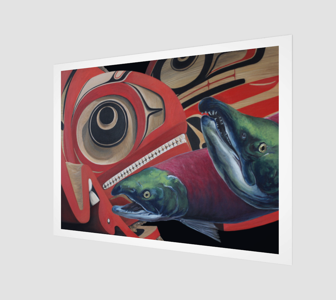 Art Print - Sockeye Salmon with Robert Davidson’s Salmon Transformation Mask