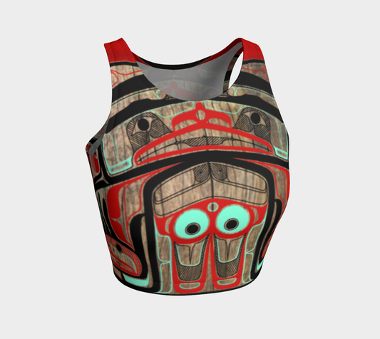 Athletic Crop Top- Haida Box Design (Wood Panel)